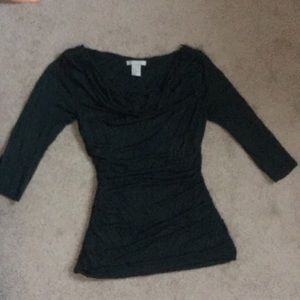 H&M forest green ruched cowl neck top